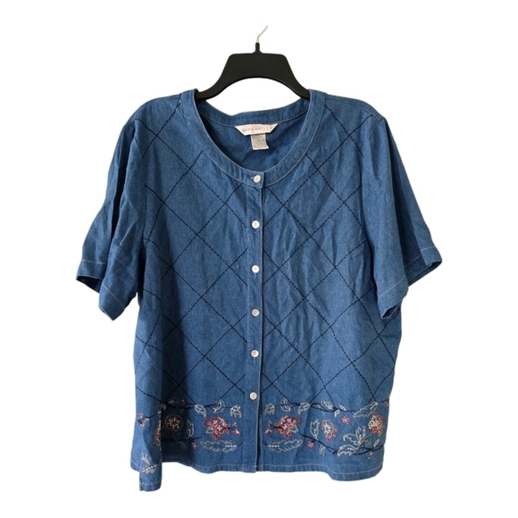 Napa Valley Womens Denim Shirt XL Light Weight Blue Chambray Embroidered… - Picture 1 of 11